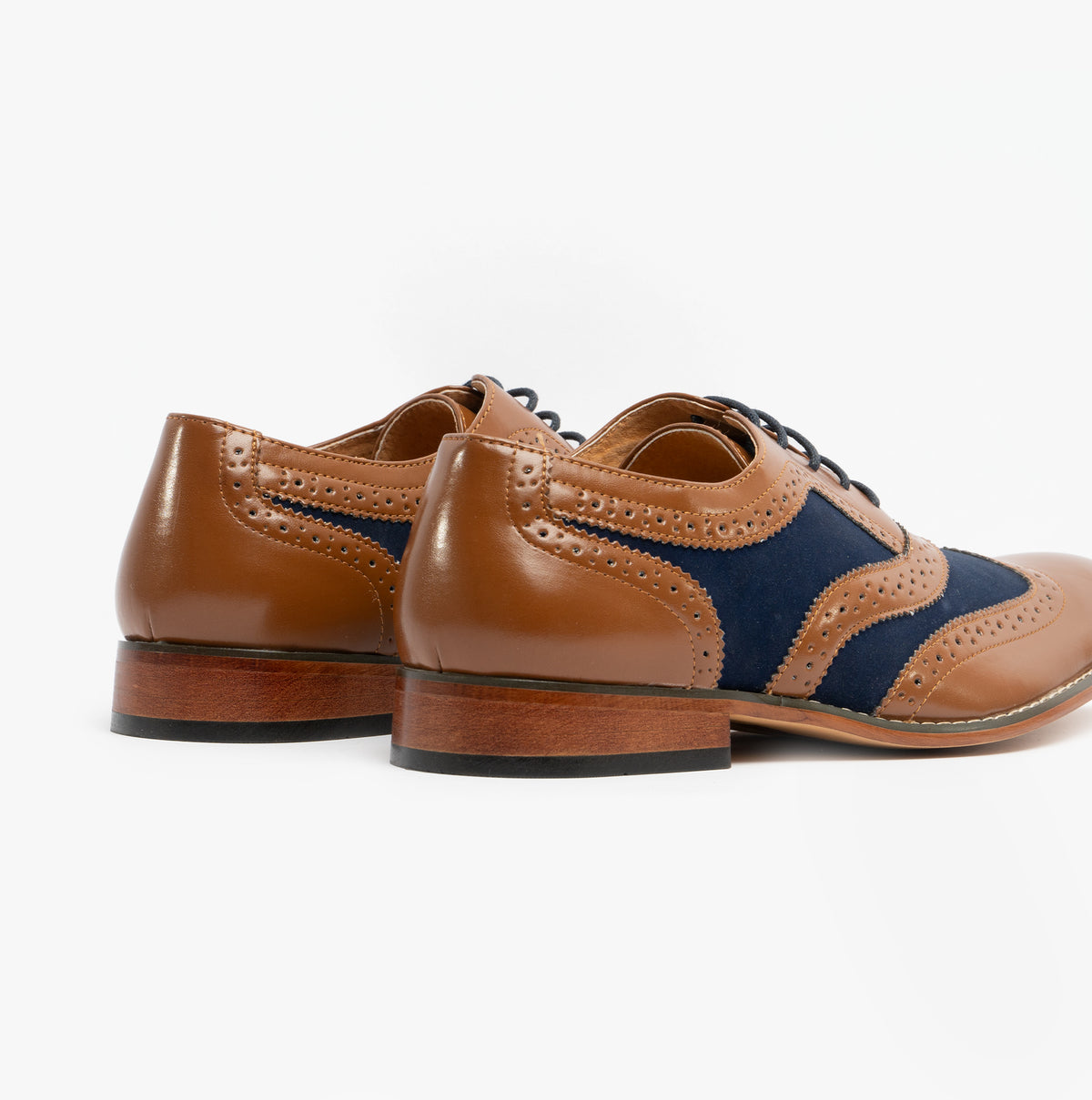 Goor DAVID Mens Brogue Oxford Shoes Tan/Navy