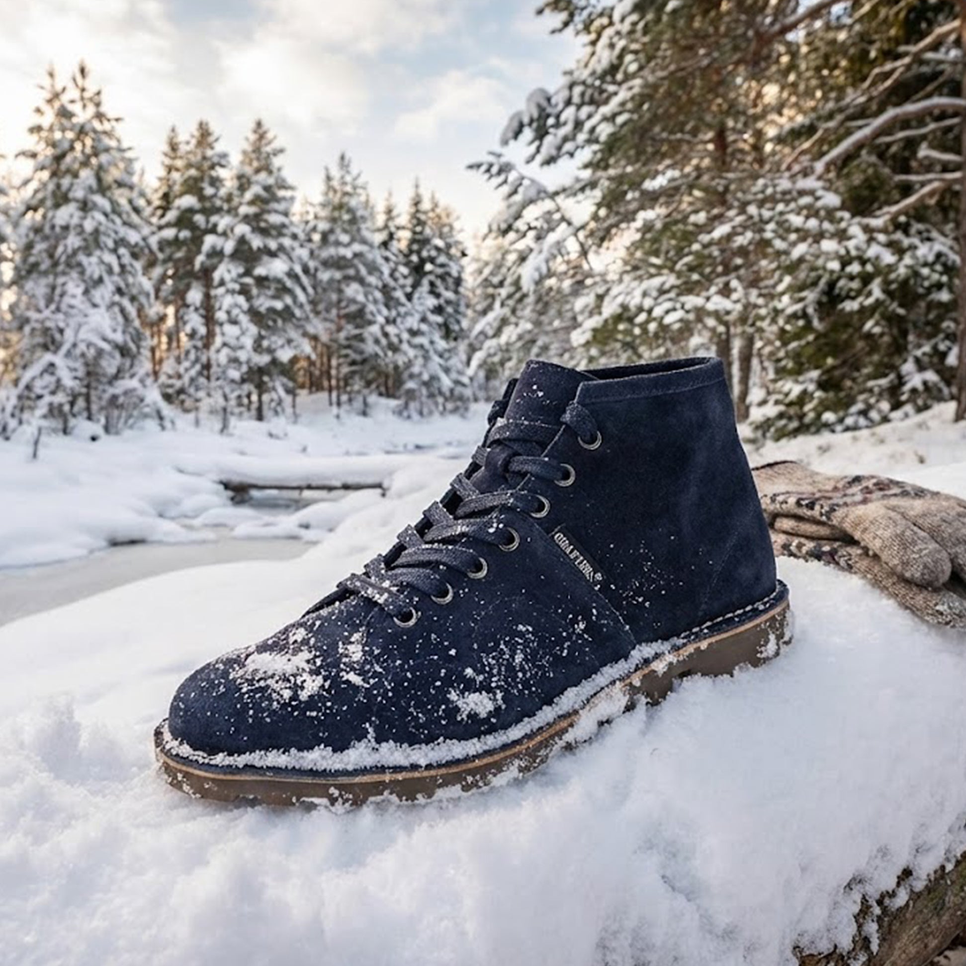 Grafters Unisex Suede Monkey Boots Navy
