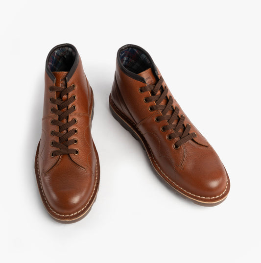 Grafters UNISEX Original Leather Monkey Boots Waxy Brown