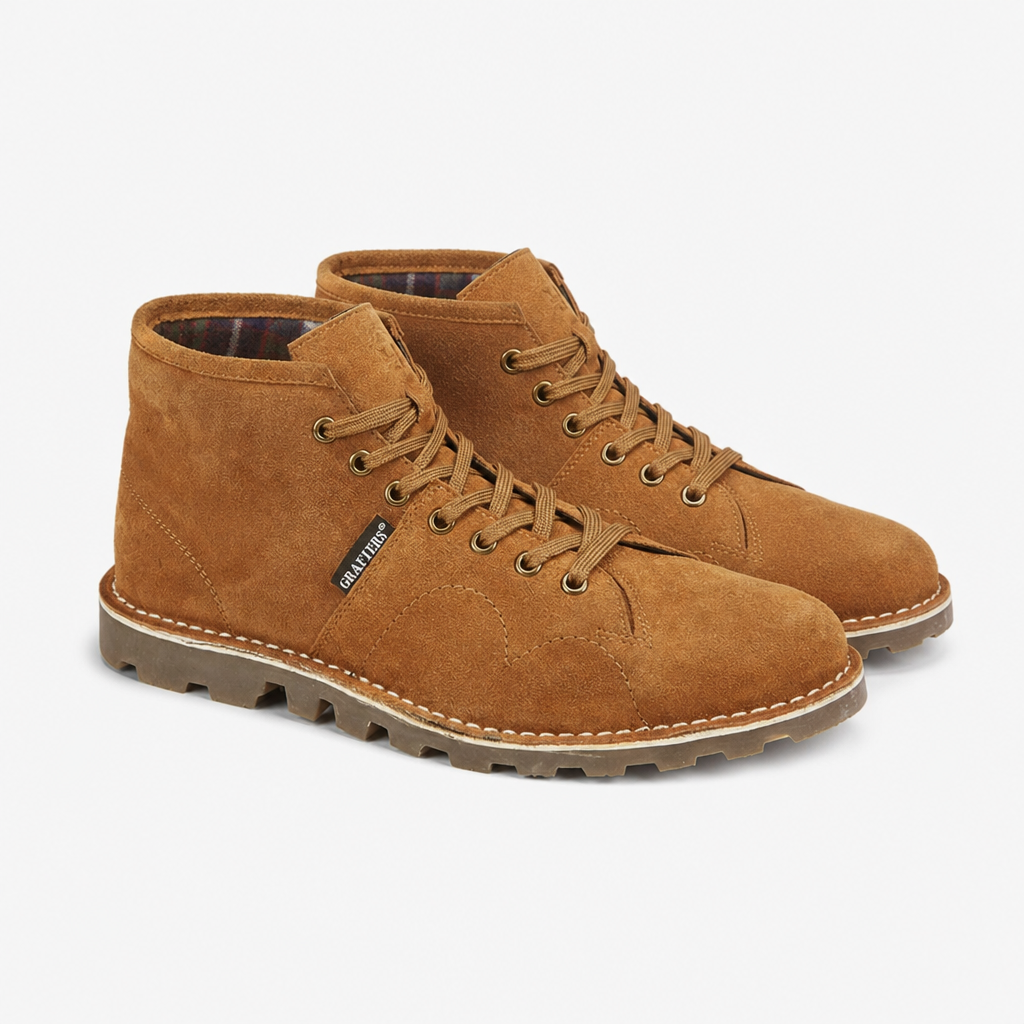 Grafters Unisex Suede Monkey Boots Tan