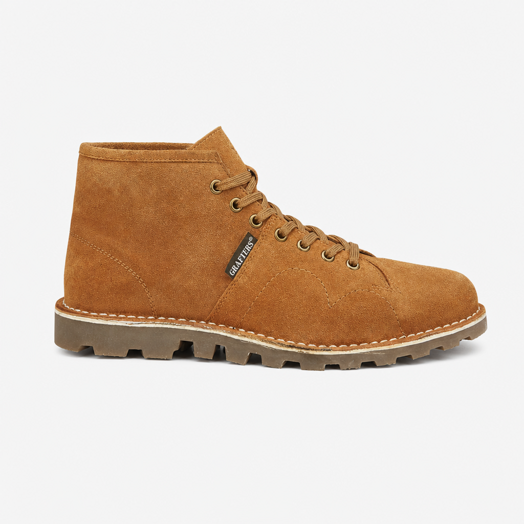 Grafters Unisex Suede Monkey Boots Tan