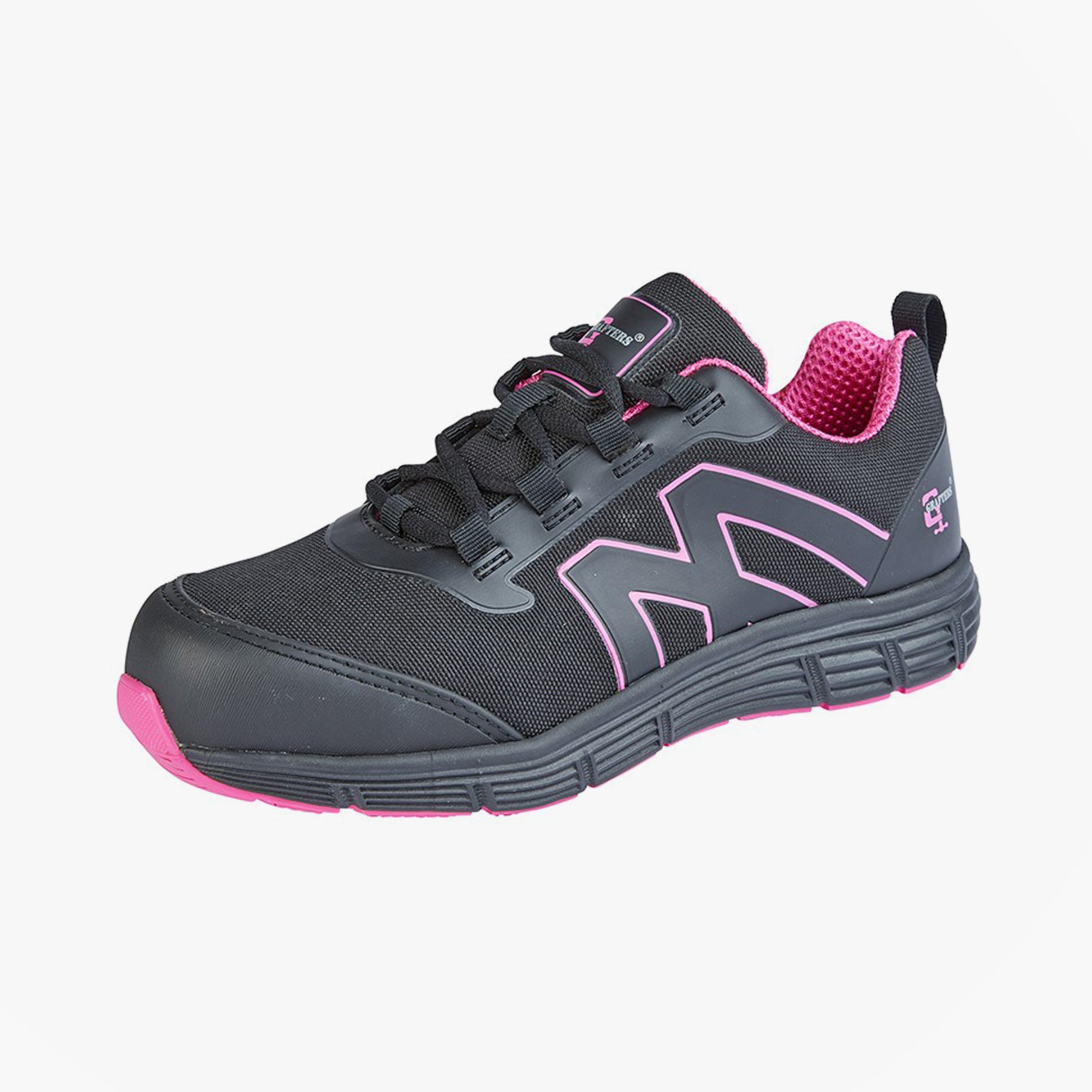 Grafters L383A Womens Safety  Trainers Black/Hot Pink
