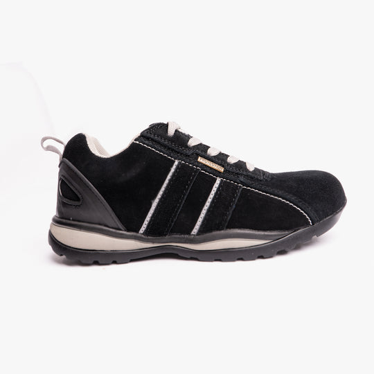 Grafters M090AS Unisex Suede Steel Toe Safety Trainers Black/Grey