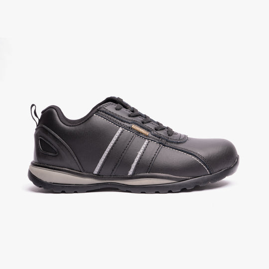 Grafters M090A Unisex Leather Steel Toe Safety Trainers Black/Grey