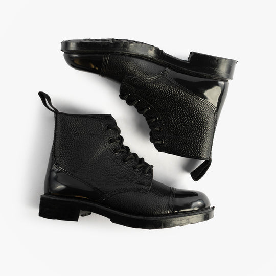 Grafters M166A Unisex Leather Cadet Combat Boots Black
