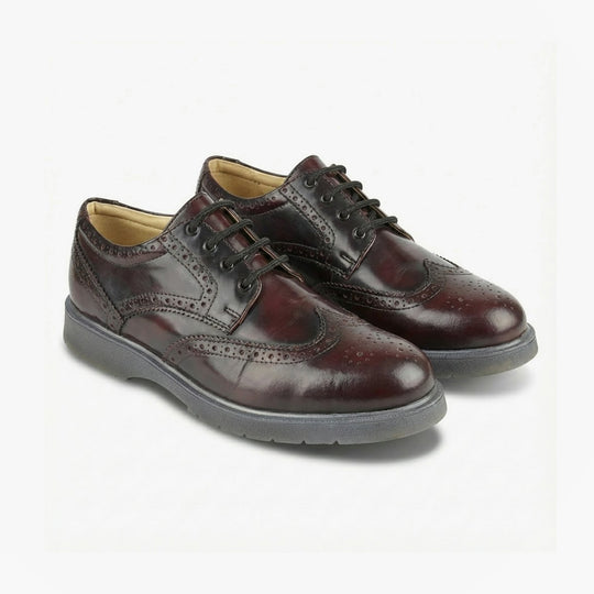 Grafters Mens Brogue Derby Shoes Burgundy