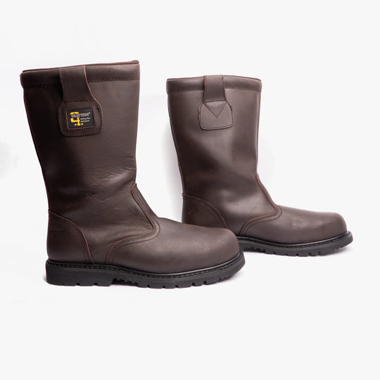 Grafters KNOX Mens Crazy Horse Leather Rigger Safety Boots Brown