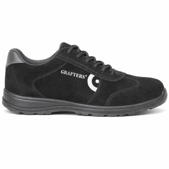Grafters BOBBY Unisex Suede Steel Toe Safety Trainers Black