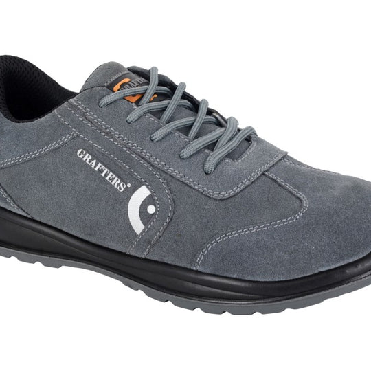 Grafters BOBBY Unisex Suede Steel Toe Safety Trainers Grey