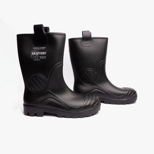 Grafters M928A Mens Waterproof PVC Rigger Safety Boots Black