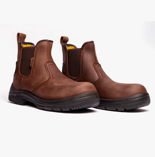 Grafters M9509B Mens Super Wide Dealer Safety Boots Brown