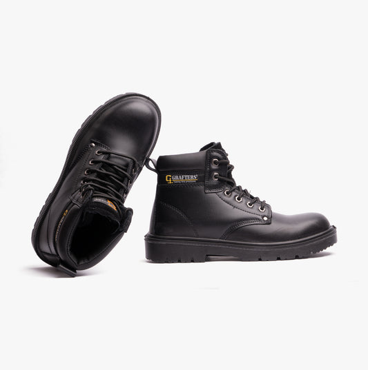 Grafters M958A Mens Leather Safety Boots Black