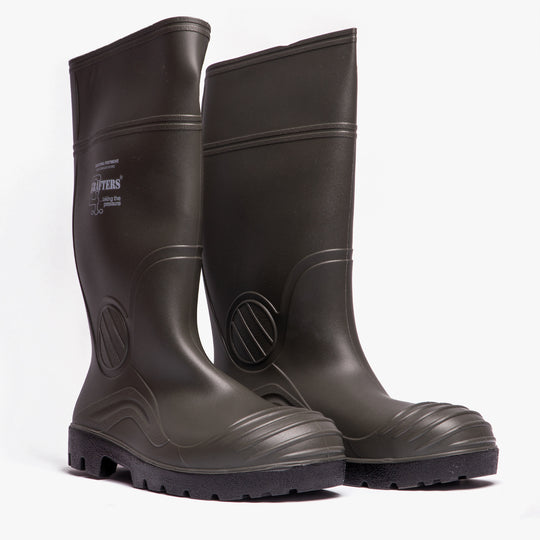 Grafters APEX Mens Waterproof PVC Safety Wellingtons Green