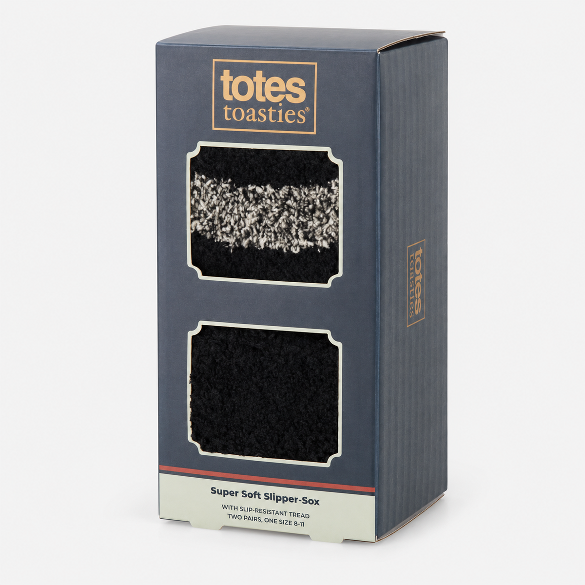 Totes Toasties SUPERSOFT TWIN PACK SLIPPER SOCKS Mens Slipper Socks Black / Grey