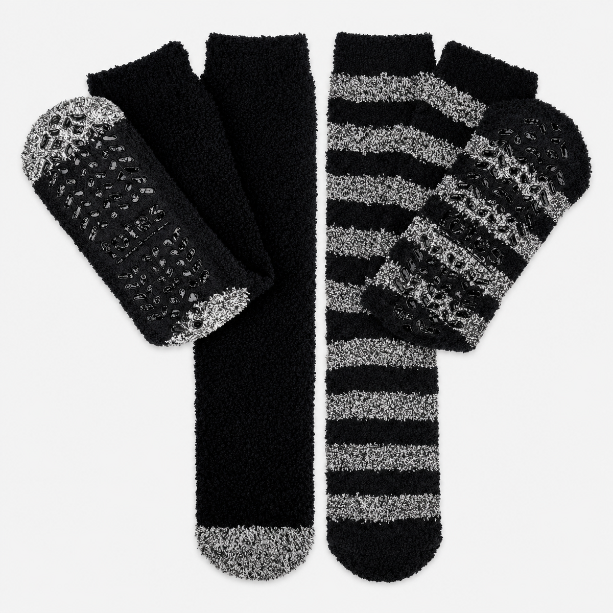 Totes Toasties SUPERSOFT TWIN PACK SLIPPER SOCKS Mens Slipper Socks Black / Grey