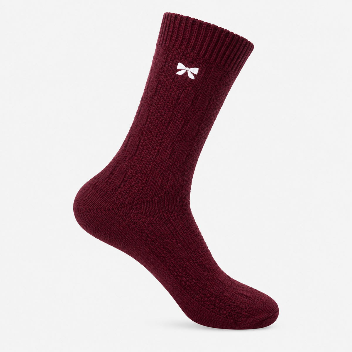 Totes Toasties SUPERSOFT ANKLE SOCKS WITH EMBROIDERY Womens Crew Socks Burgundy / Cream / Grey