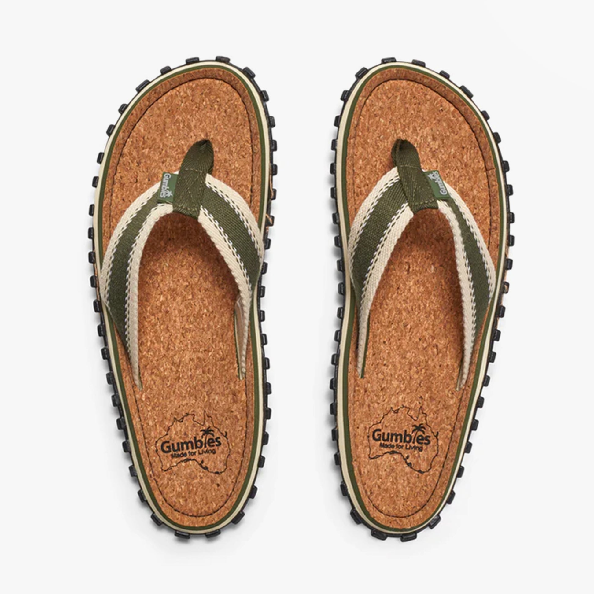 Gumbies CORKER Unisex Flip-Flops Khaki