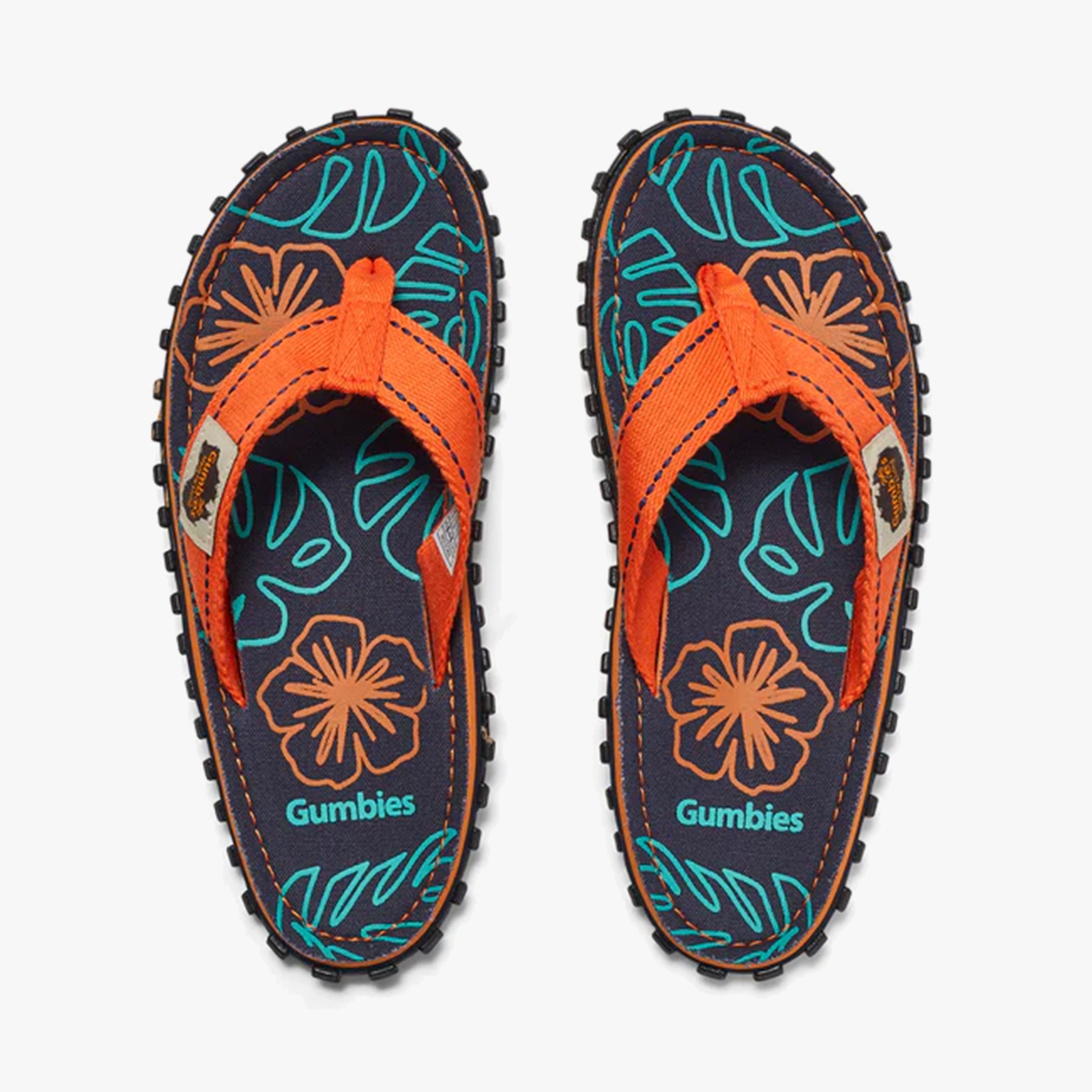 Gumbies ISLANDER Unisex Recycled Flip-Flops Orange Hibiscus