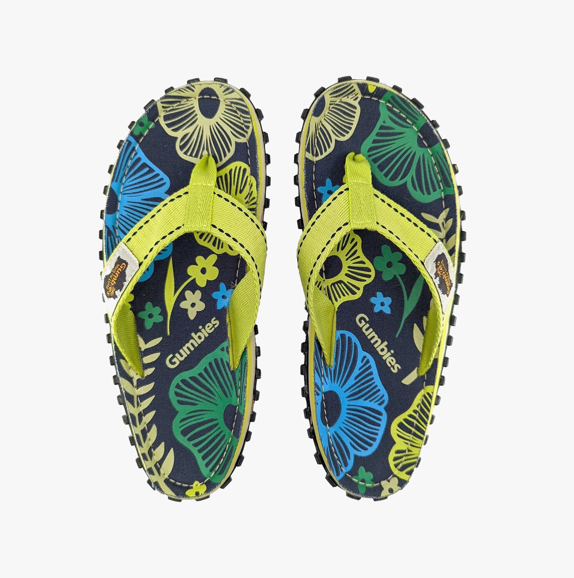 Gumbies ISLANDER Womens Recycled Flip-Flops Pistachio Flowers