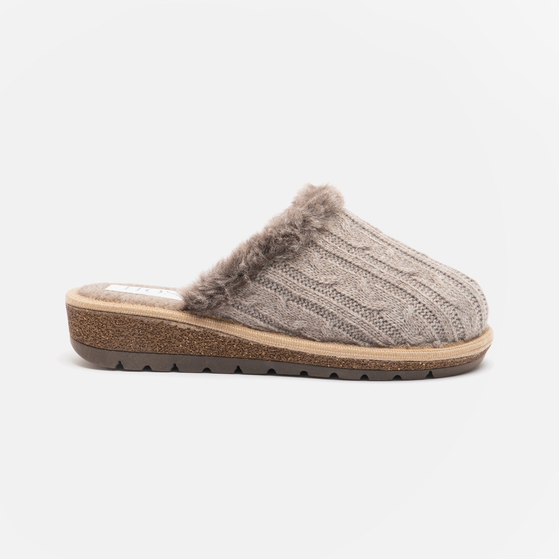 HOS Comfort MEGAN Womens Wool Mule Slippers Beige