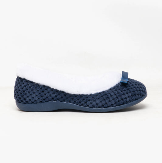 HOS Comfort CARA Womens Knit Slippers Navy