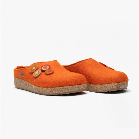Haflinger KANON Womens Felt Wide Fit Mule Slippers Rust