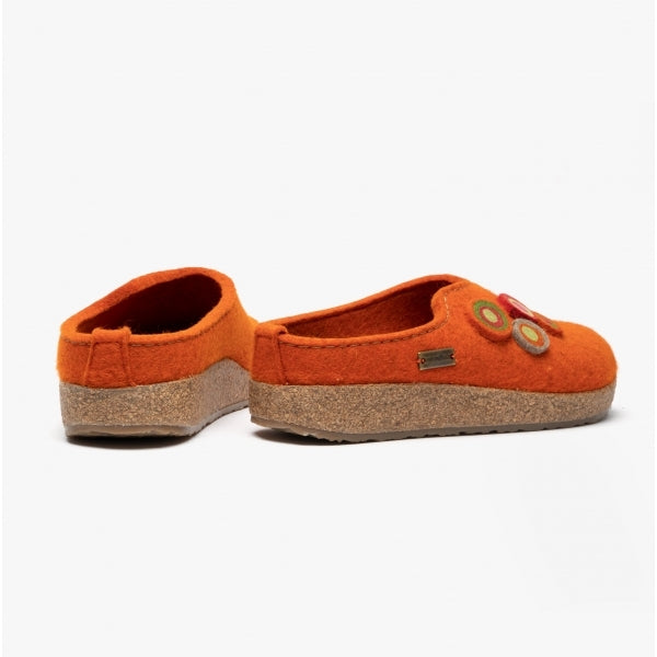 Haflinger KANON Womens Felt Wide Fit Mule Slippers Rust