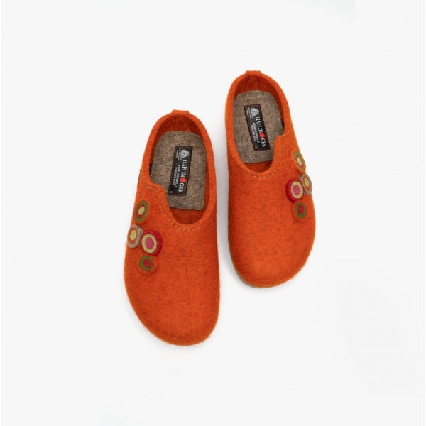 Haflinger KANON Womens Felt Wide Fit Mule Slippers Rust
