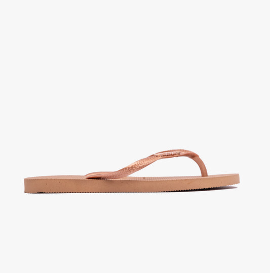 Havaianas SLIM LOGO METALLIC Womens Flip-Flop Sandals Rose Gold