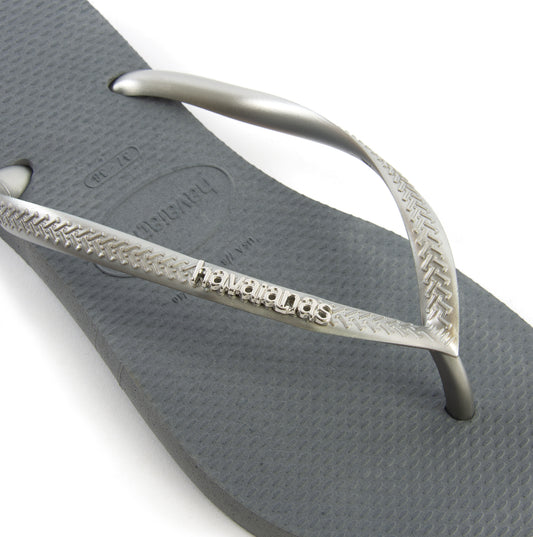 Havaianas SLIM LOGO METALLIC Womens Flip-Flop Sandals Steel Grey