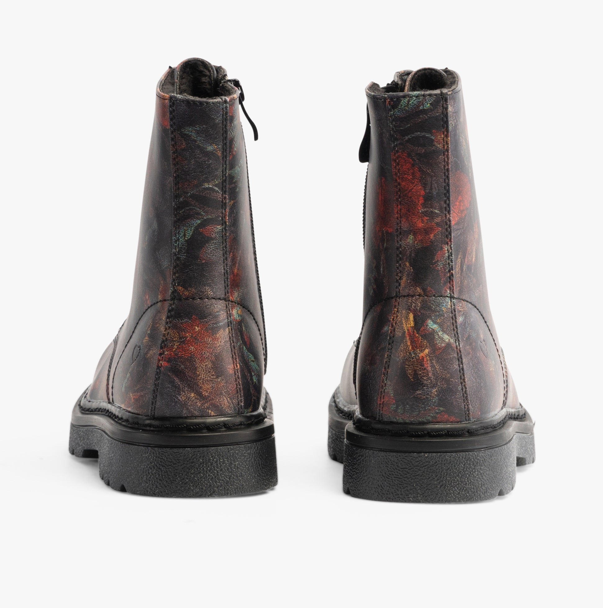 Heavenly Feet JUSTINA2 WOODLAND PRINT Womens Lace Up Boots Black