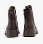 Heavenly Feet REMY Womens Chelsea Boots Chocolate back view showcasing faux leather and block heel design.