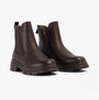 Heavenly Feet REMY Womens Chelsea Boots Chocolate side view showcasing faux leather upper and block heel.
