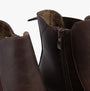 Heavenly Feet REMY Womens Chelsea Boots Chocolate detail view showing faux leather and zip closure.