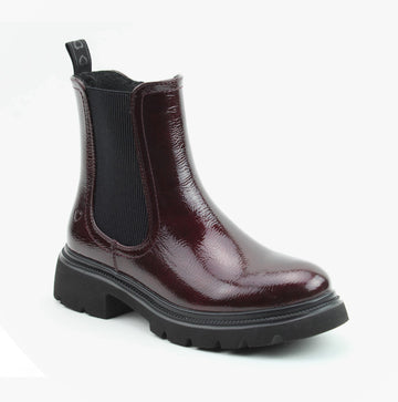 Heavenly Feet ZETA Womens Chelsea Boots Claret Patent
