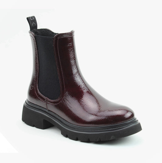 Heavenly Feet ZETA Womens Chelsea Boots Claret Patent