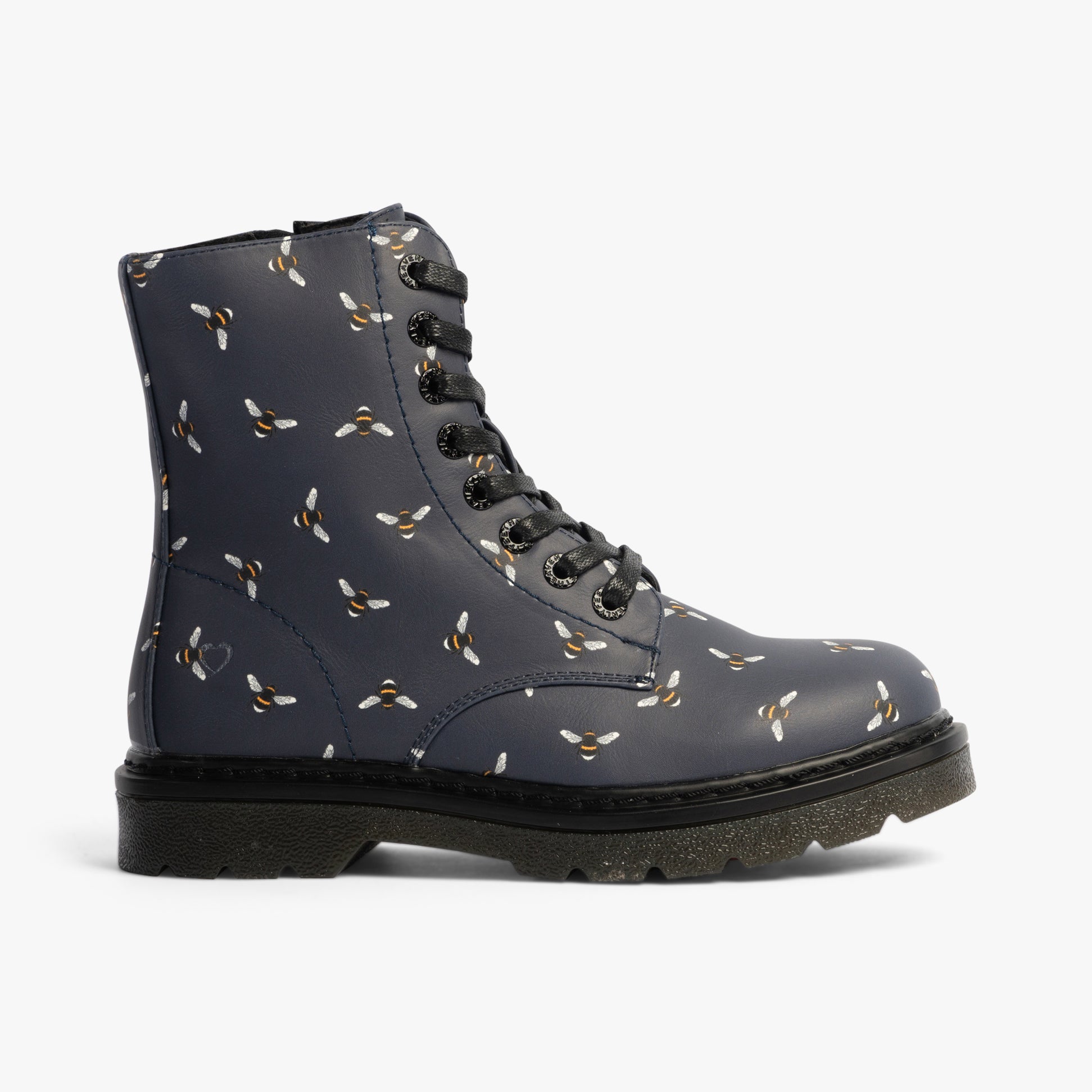 Heavenly Feet JUSTINA2 NEW BEE PRINT Womens Lace Up Boots Midnight