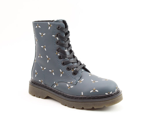Heavenly Feet JUSTINA2 NEW BEE PRINT Womens Lace Up Boots Ocean