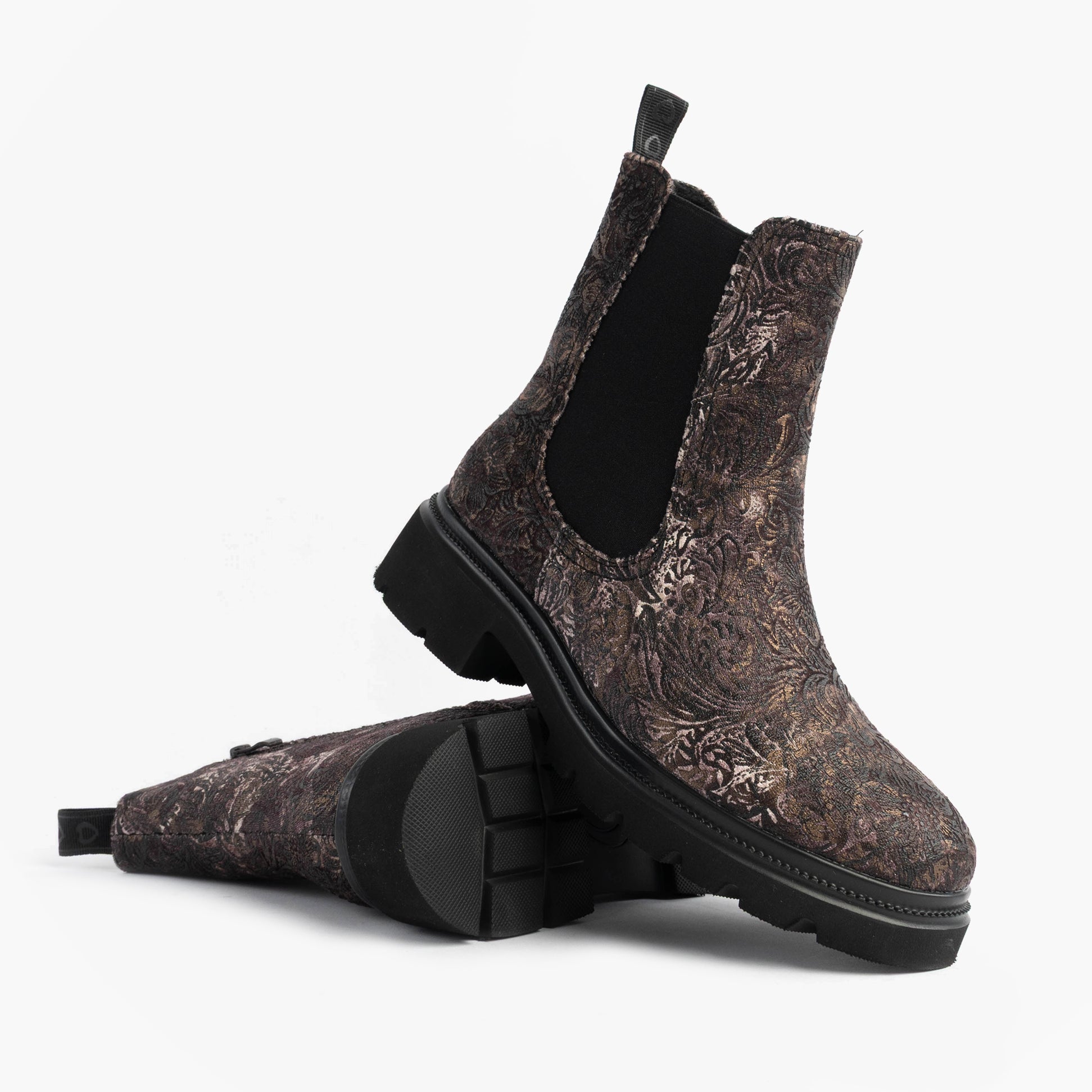 Heavenly Feet BRKVLR ZETA MEADOW VELOUR Womens Chelsea Boots Bark Velour