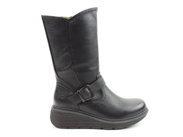 Heavenly Feet ALMOND Womens Calf Length Zip Boots Black