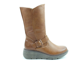 Heavenly Feet ALMOND Womens Calf Length Zip Boots Brown