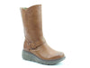 Heavenly Feet ALMOND Womens Calf Length Zip Boots Brown