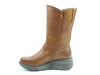Heavenly Feet ALMOND Womens Calf Length Zip Boots Brown