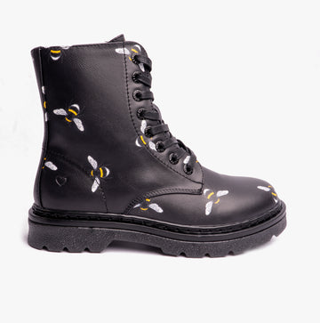 Heavenly Feet JUSTINA2 BEE PRINT Womens Ankle Boots Black