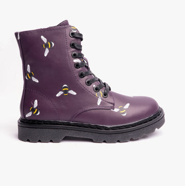 Heavenly Feet JUSTINA2 BEE PRINT Womens Ankle Boots Purple