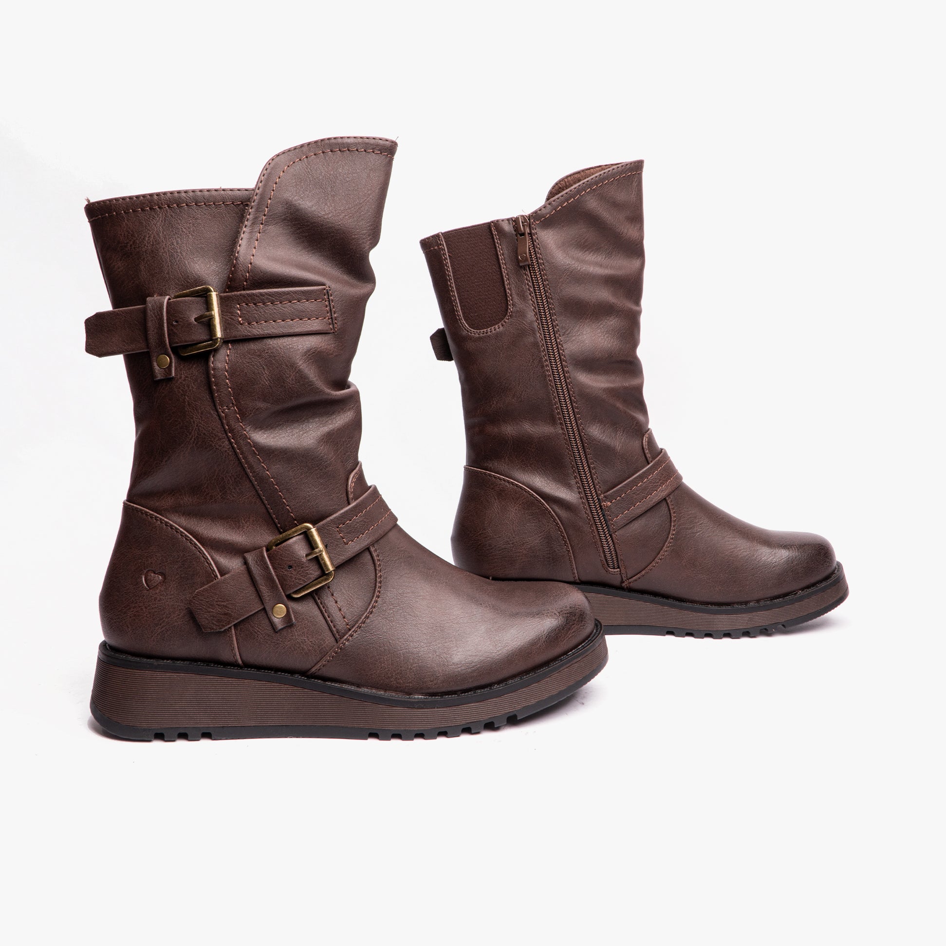 Heavenly Feet HANNAH4 Womens Mid Calf Boots Chocolate