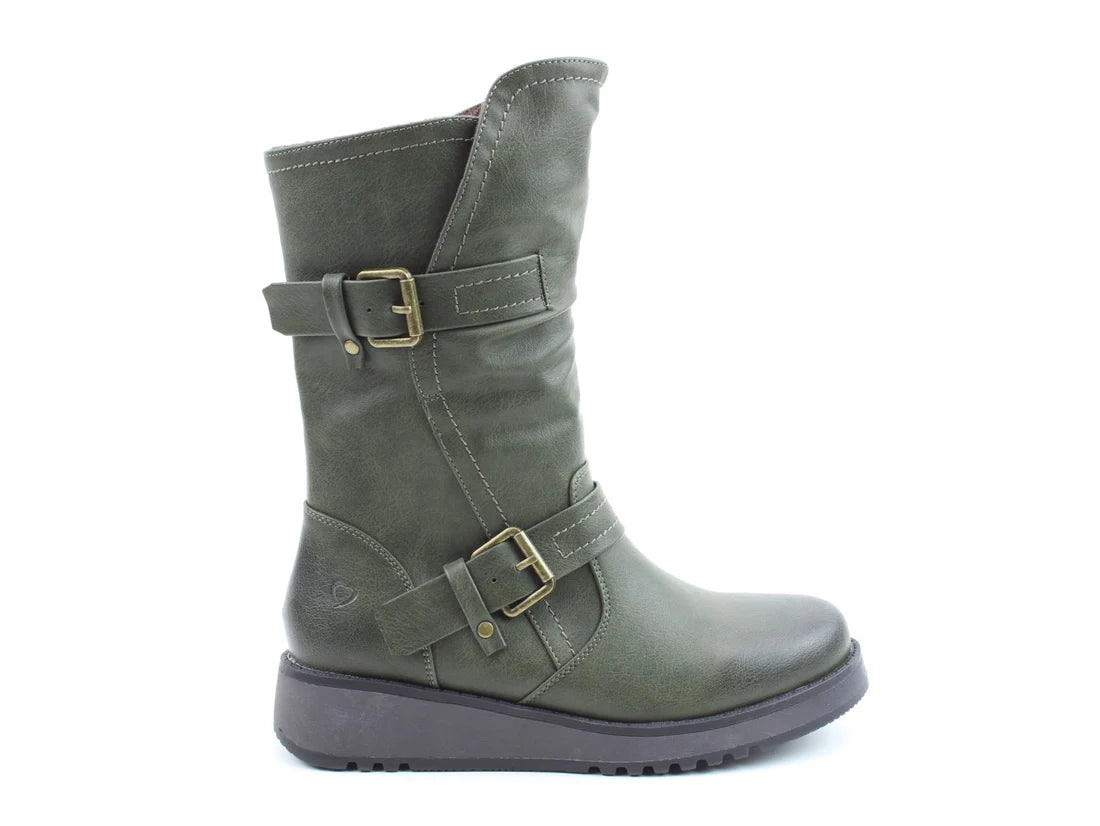 Heavenly Feet HANNAH4 Womens Mid Calf Boots Khaki