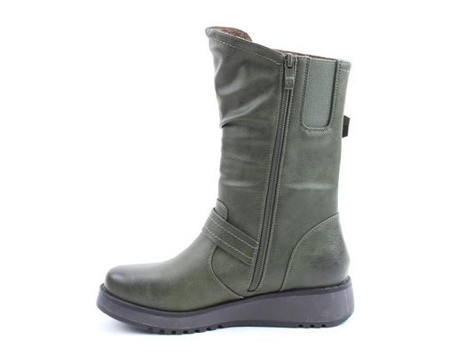 Heavenly Feet HANNAH4 Womens Mid Calf Boots Khaki