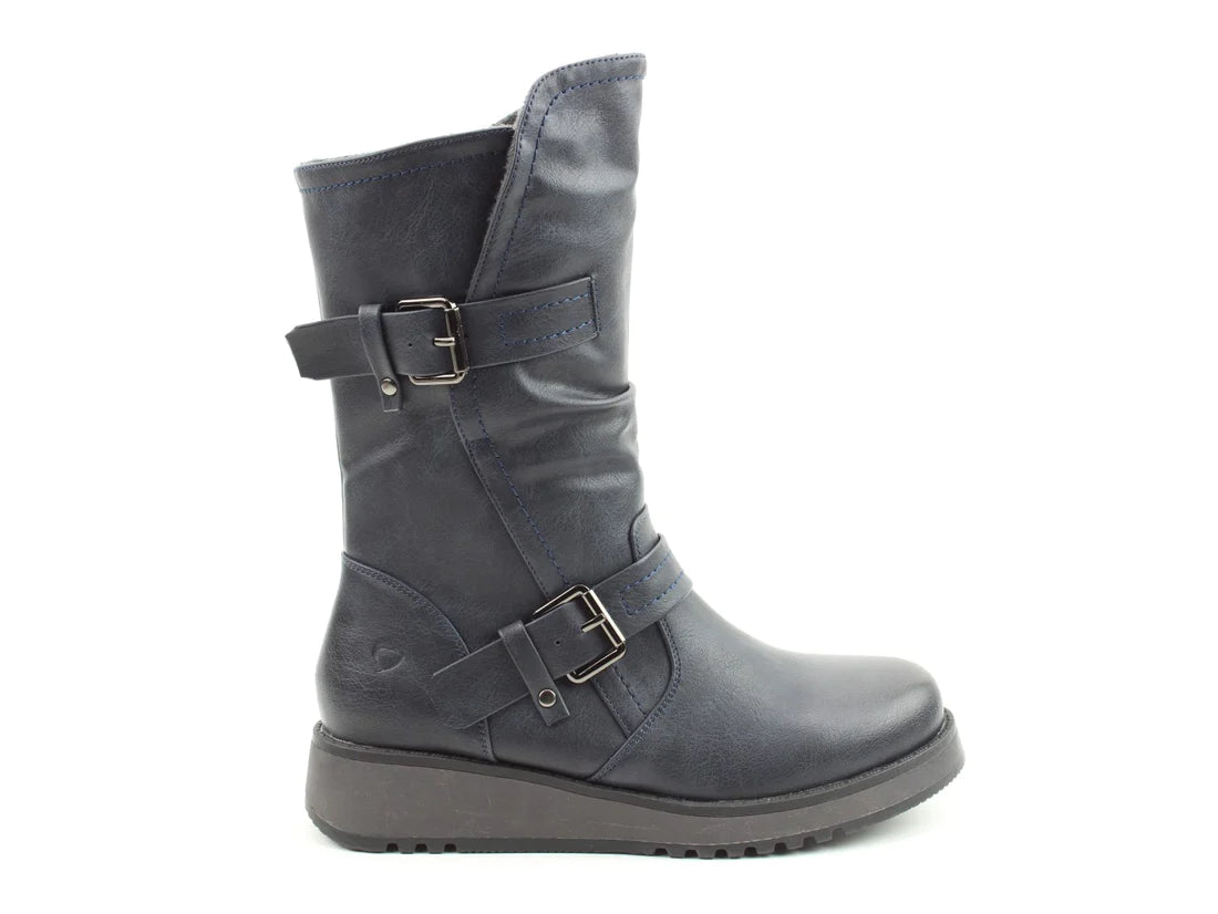 Heavenly Feet HANNAH4 Womens Mid Calf Boots Navy