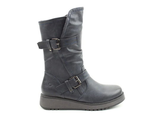 Heavenly Feet HANNAH4 Womens Mid Calf Boots Navy